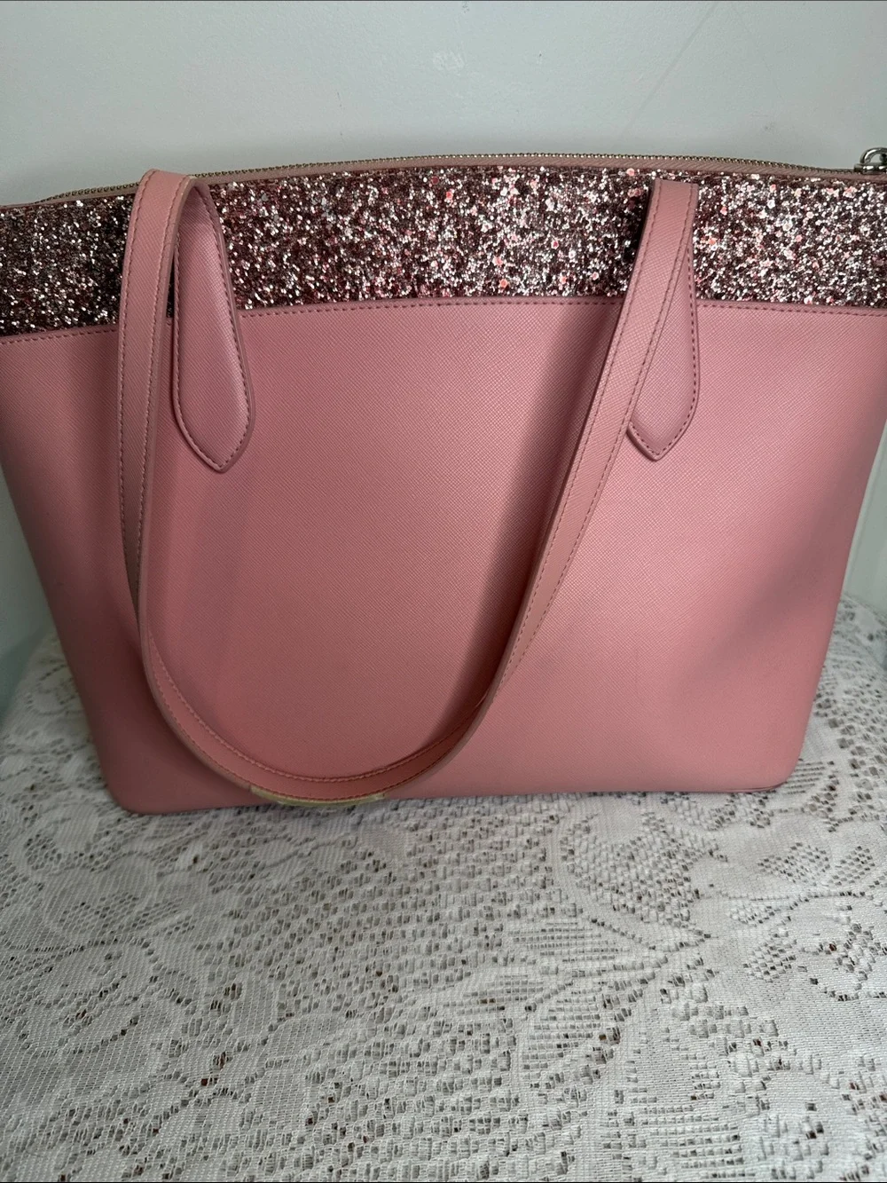 Kate Spade pink glitter trim shoulder bag